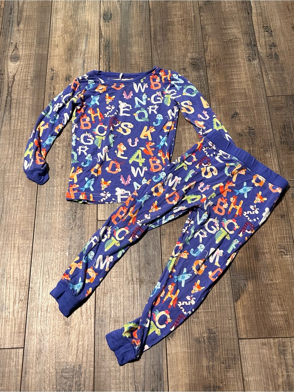 Unbranded Bamboo 2T Alphabet Animals Unisex Boys Girls 2 Piece Pajamas
